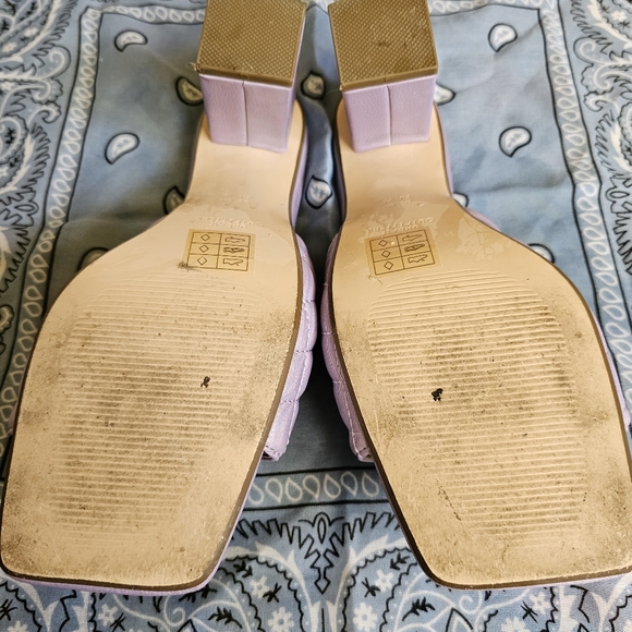 UO Iridescent Purple Quilted Block Heel Sandals - Picture 5 of 6